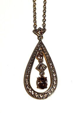 Monet gold-tone rhinestone teardrop necklace